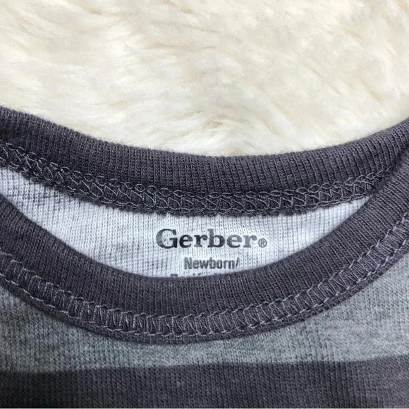 Gerber Onesie Diaper Shirt Black & Grey Striped Size Newborn - Picture 9 of 16